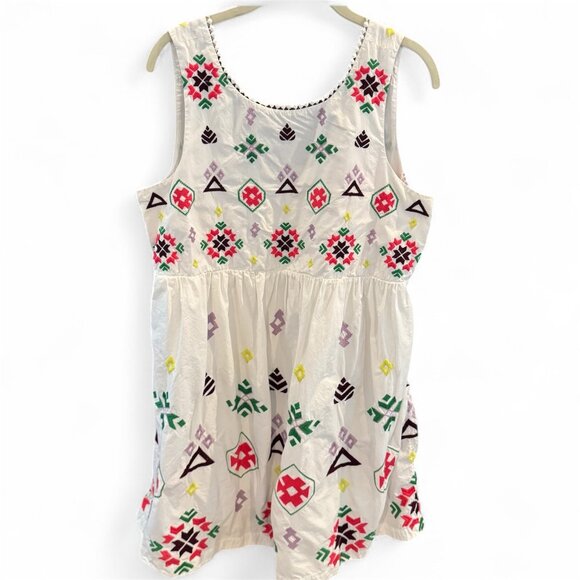 Anthropologie Boho Embroidered Cotton Midi Dress Sleeveless Festival Peasant L - Picture 2 of 11